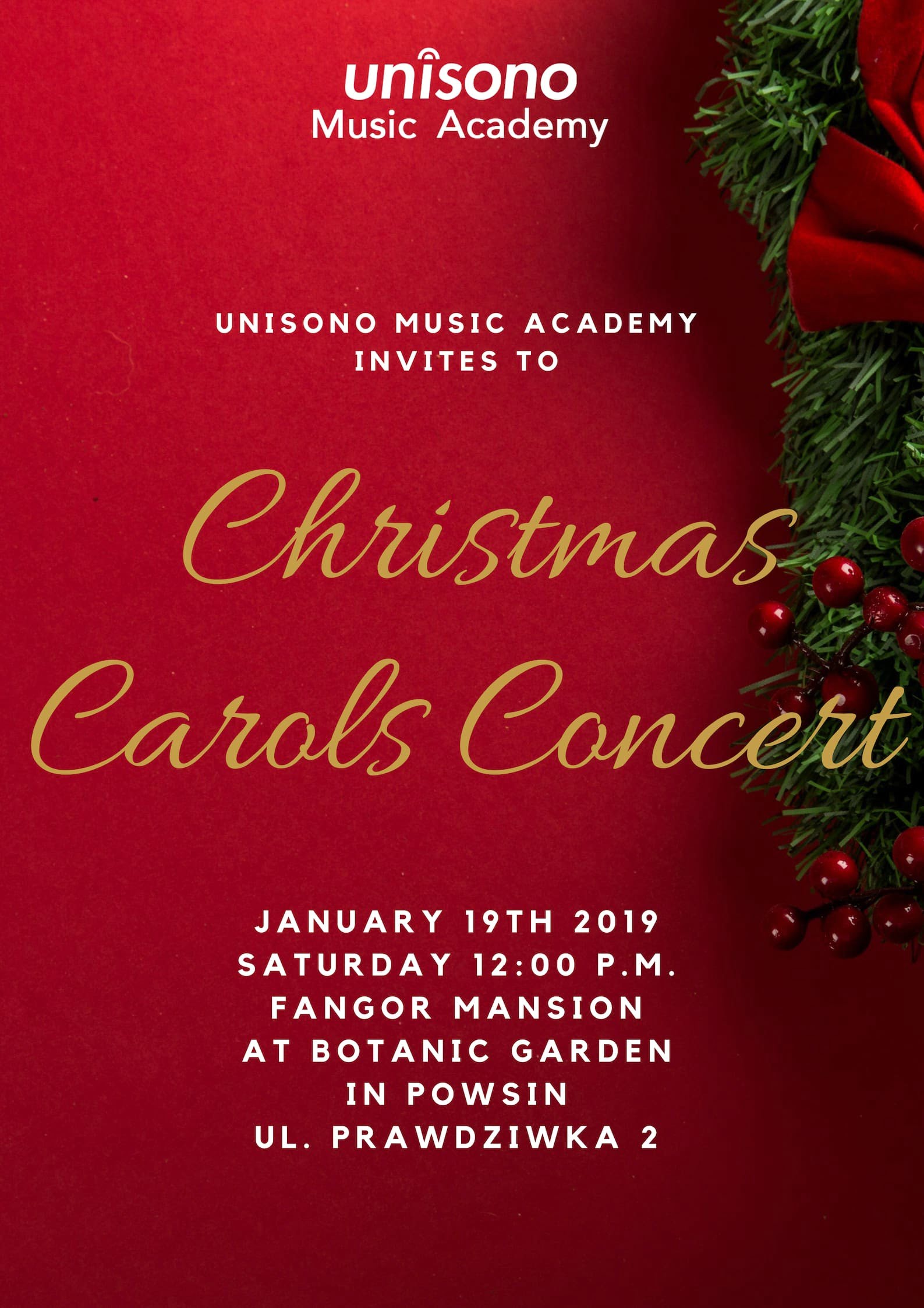 Christmas Carols Concert 2019 Invitation