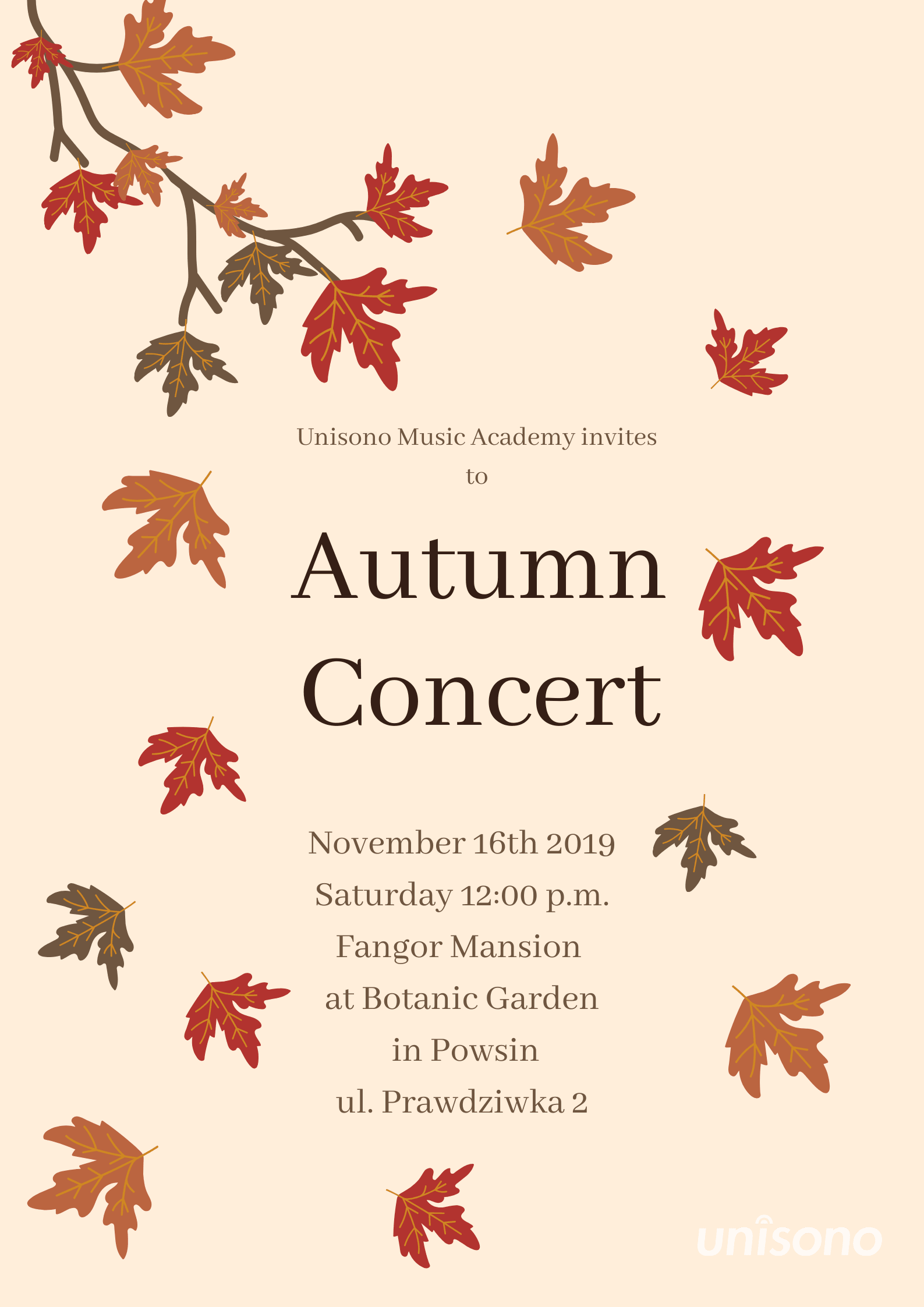 Autumn Concert 2019 Invitation