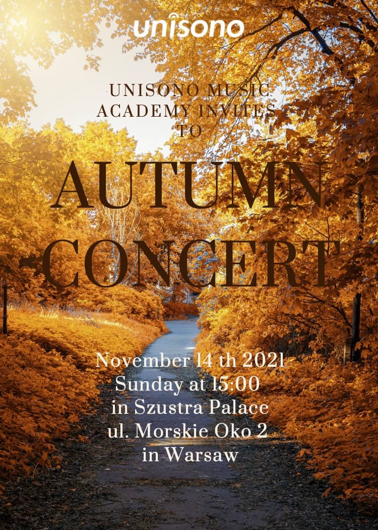 Invitation to Unisono Autumn Concert 2021 – November 14